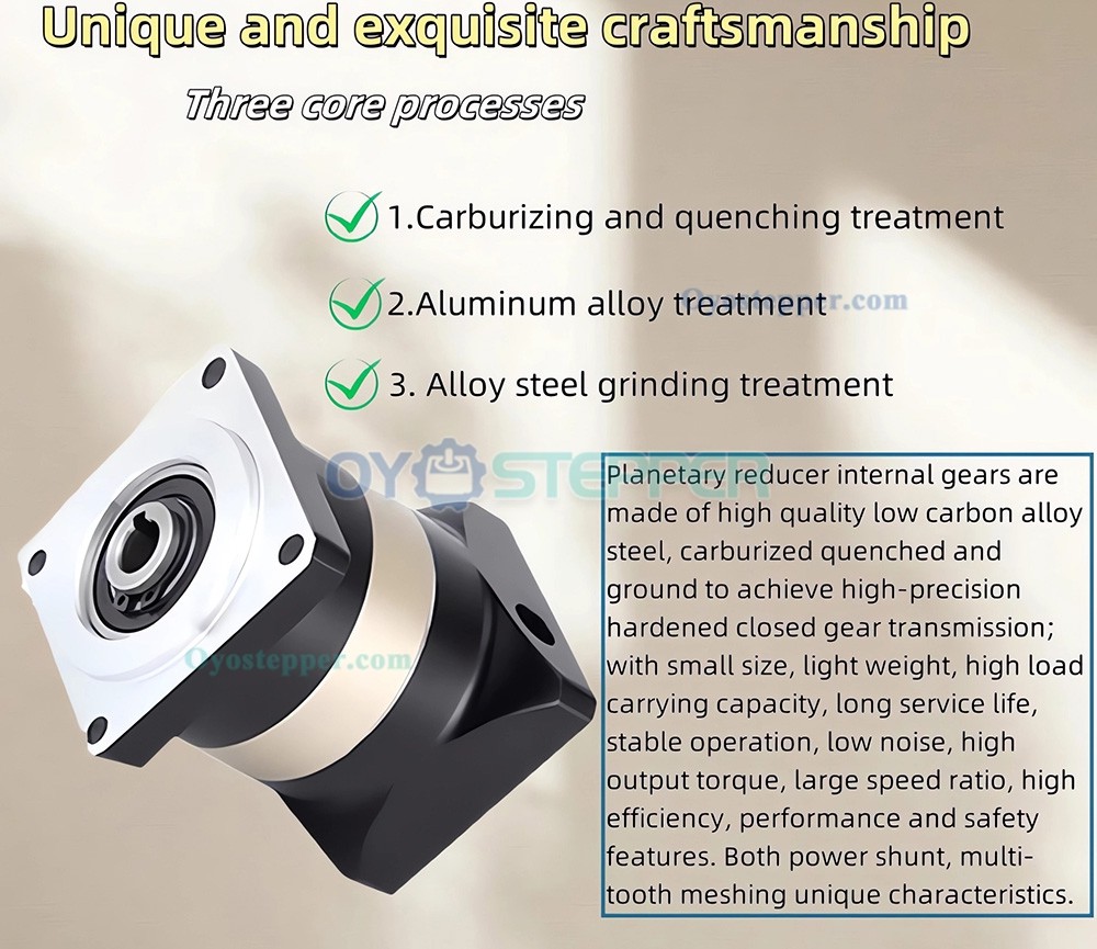Hollow Hole Output Planetary Reducer Spur Gear Gearbox Fit NEMA 23, 34 Stepper Motor 80/110/130/180mm Servo Motor
